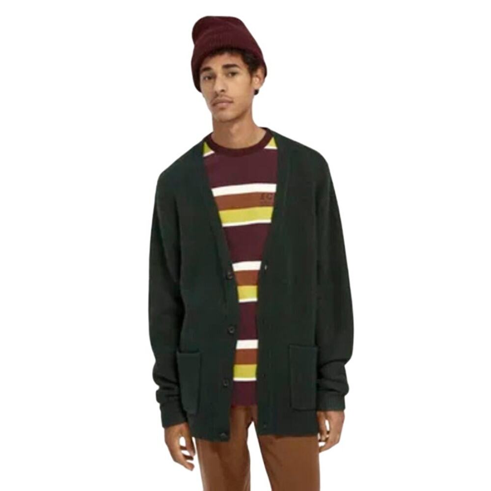 Scotch &‎ Soda Mens Relaxed Soft Knit Cardigan Sweater Size Small Dark Green